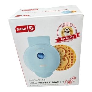 Dash Snowman Mini Waffle Maker - Mint Blue 4 inch cooking food